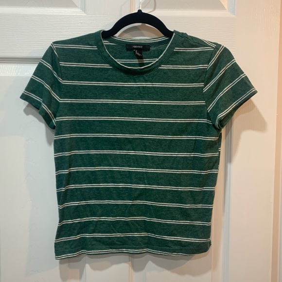 F21 Green Striped Top - Picture 1 of 2